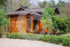 Chinese wooden house in the forest at Luoping,Yunnan,China.Â 